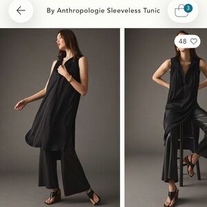 Anthropologie Black Sleeveless Pleated Tunic